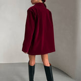 Abrigo vintage de terciopelo liso con botones