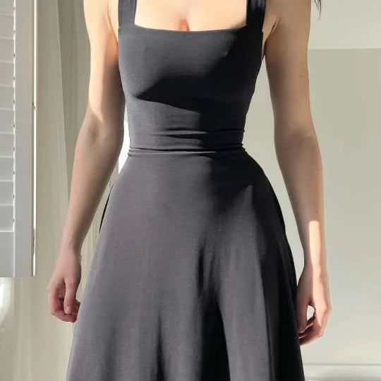Vestido de algodón de tirantes anchos - Cómodo, elegante y transpirable