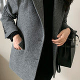Blazer liso en mezcla de lana