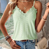 Camisola para mujer - Encaje en contraste - Cuello en V - Tirantes ajustables