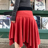 Elegante falda asimétrica de ante con cintura alta