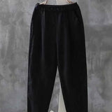 Pantalones casuales de mujer – Corte holgado – Cintura elástica – Tejido transpirable – Largo hasta el tobillo