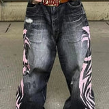 Vaqueros anchos con estampado gótico