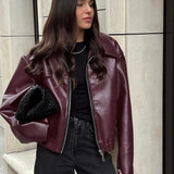 Elegante chaqueta de moto de PU mate