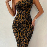 Vestido de mujer - Corte ajustado - Hombros descubiertos - Largo hasta la rodilla - Elegante vestido de noche
