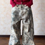 Vaqueros estilo hip hop de pierna ancha con lavado camuflaje.