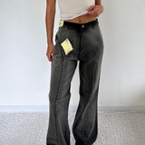 Vaqueros rectos con patchwork vintage