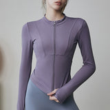 Chaqueta de manga larga elegante y ajustada para yoga, pilates y running.