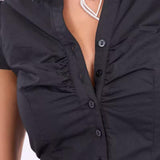 Blusa a cuadros de manga corta y botones