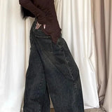 Vaqueros vintage con estampado de leopardo, patchwork, perneras anchas y dobladillos