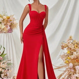 Vestido de noche maxi sexy ajustado con abertura