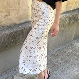 Falda lápiz floral de cintura alta