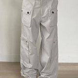 Pantalones cargo de mezclilla retro de tiro bajo con bolsillos