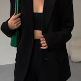 Blazer negro casual de estilo retro