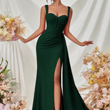 Vestido de noche maxi sexy ajustado con abertura