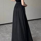 Elegante vestido de noche largo sin mangas