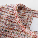 Chaqueta de mezcla de tweed con cuello redondo