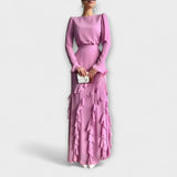 Fallon - Vestido largo y ajustado con volantes tridimensionales