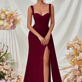 Vestido de noche maxi sexy ajustado con abertura