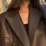 Chaqueta blazer de cuero PU negro