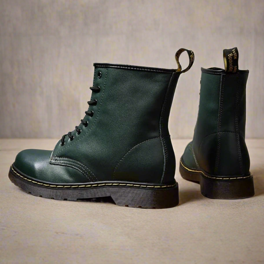 Botas hasta la rodilla para mujer - Piel auténtica - Cierre con cordones - Suela resistente y antideslizante