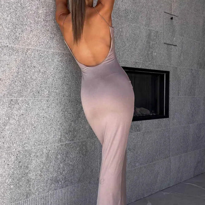 Vestido liso sin espalda