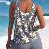 Tankini para mujer – Corte holgado – Tejido transpirable – Top fluido y shorts hasta la mitad del muslo