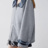 Sudadera informal con capucha y cuadros de patchwork