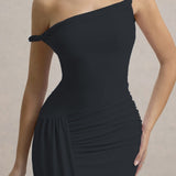 Vestido de noche maxi ajustado asimétrico
