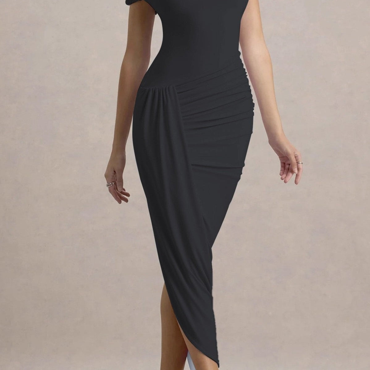 Vestido de noche maxi ajustado asimétrico