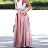 Falda larga de mujer - Cintura alta - Falda plisada fluida - Elegante y cómoda