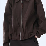 Chaqueta informal de piel sintética marrón