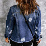 Adrienne - Chaqueta vaquera de moda con bolsillos en el pecho