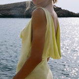 Vestido playero mini de punto liso con cuello vuelto