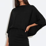 Minivestido holgado con espalda baja y cuello vuelto