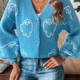 Cárdigan de jacquard con botones en la parte delantera