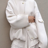 Chaqueta de lana de gran tamaño con cuello alto