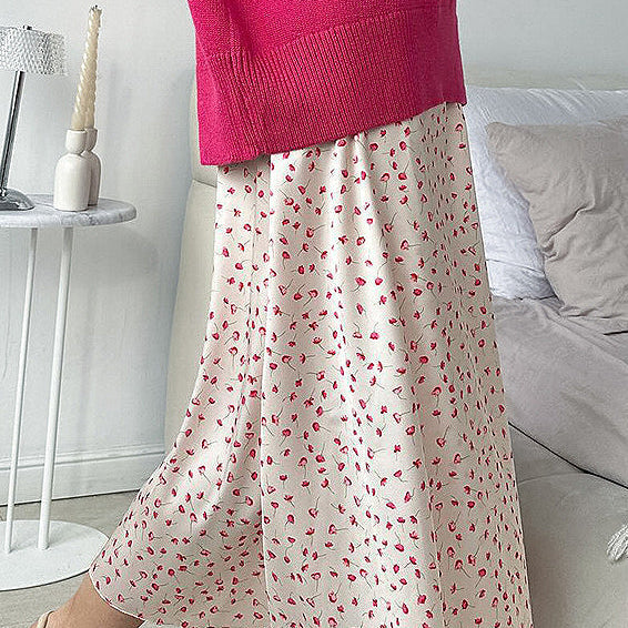 Falda sirena con estampado floral de cintura alta