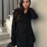 Conjunto de blazer de dos piezas con cuello en V y corte entallado