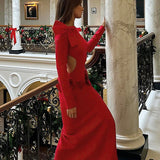 Vestido de noche sexy ajustado con abertura en la cintura y adornado con un lazo 3D.