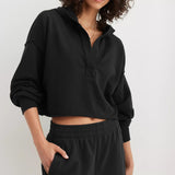 Sudadera con capucha lisa, elegante e informal con cuello en V