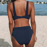 Conjunto de bikini para mujer – Cintura alta – Top con escote en V – Tejido elástico transpirable