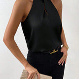 Elegante top de cuello halter para mujer - Estilo sencillo - Perfecto para eventos