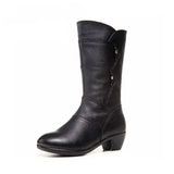Botas de mujer - Piel elegante - Tacón bajo cómodo - Cremallera práctica