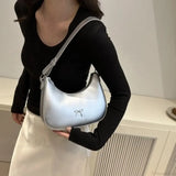 Bolso de hombro de piel sintética lisa con pajarita