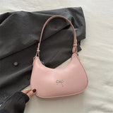 Bolso de hombro de piel sintética lisa con pajarita