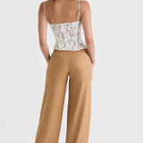 Top de corsé para mujer - Encaje elegante - Escote corazón - Tirantes finos ajustables