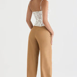 Top de corsé para mujer - Encaje elegante - Escote corazón - Tirantes finos ajustables