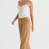Top de corsé para mujer - Encaje elegante - Escote corazón - Tirantes finos ajustables