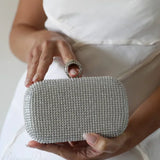 Clutch de noche dorado y cristal para novia